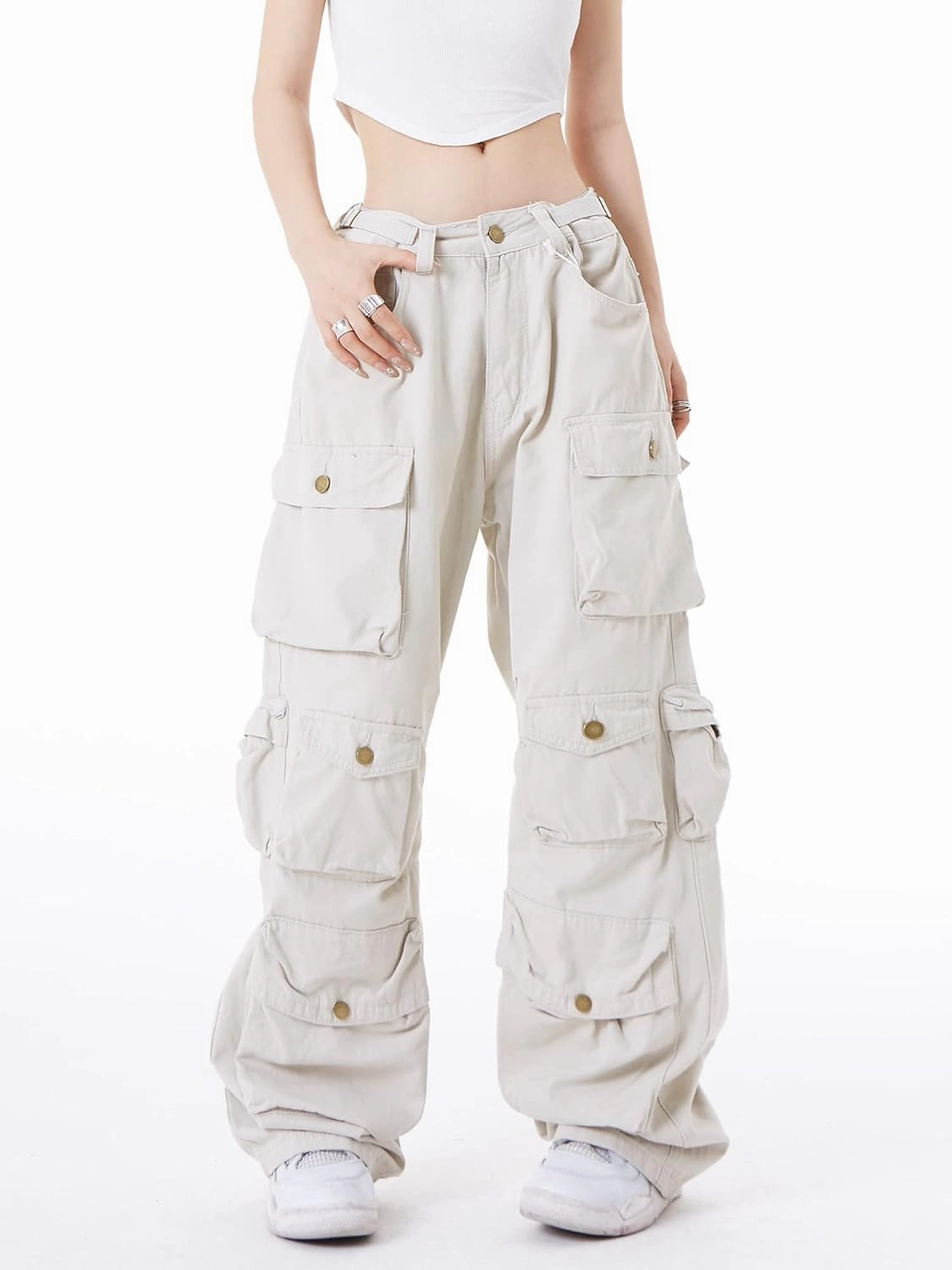 Women's Baggy Cargo Pants Y2K Clothing Multi-Pocket Relaxed Fit Jeans Fairy Grunge Clothes Alt Emo Streetwear