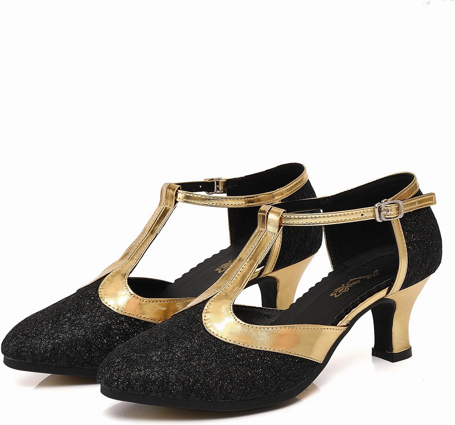 Women's Glitter Dance Shoes Flapper Gatsby 1920s Shoes Latin Tango Salsa Ballroom Heels