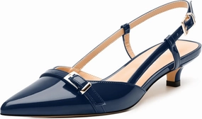 Women's Pumps, Closed Pointed Toe Slingback Heels, Ankle Strap Buckle Fashion Kitten Heel Shoes for Women Dress Party Wedding