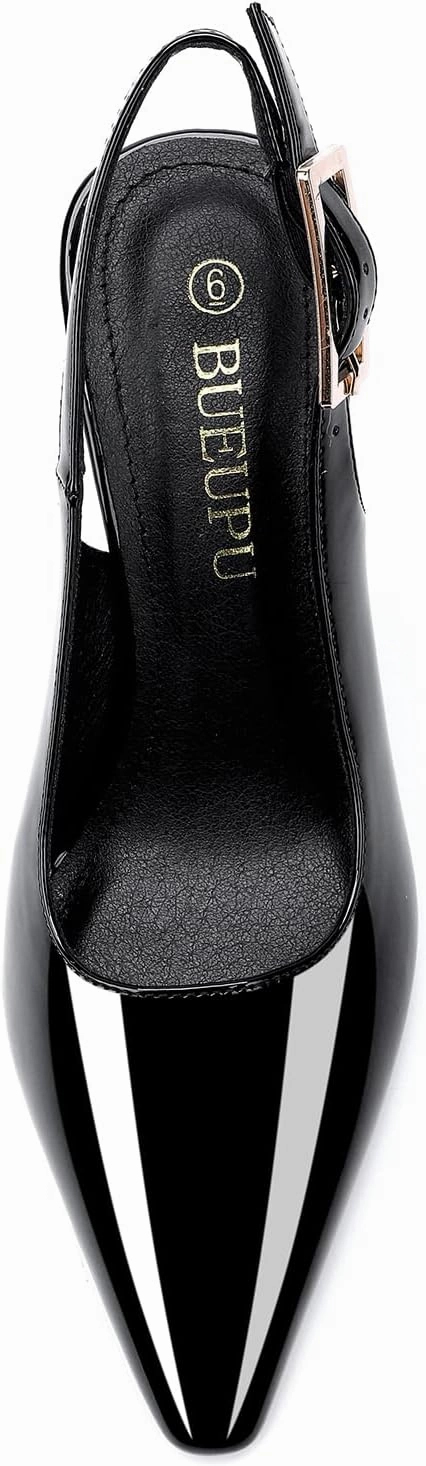 Women's Slingback 3In Kitten Heel Comfortable Closed Toe Pumps Dress Shoes for Women