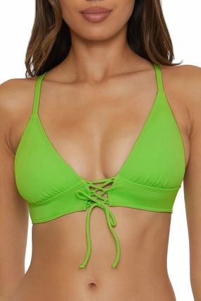 Women's Standard Lace-up Halter Bikini Top, Adjustable, Tie Back, Swimwear Separates