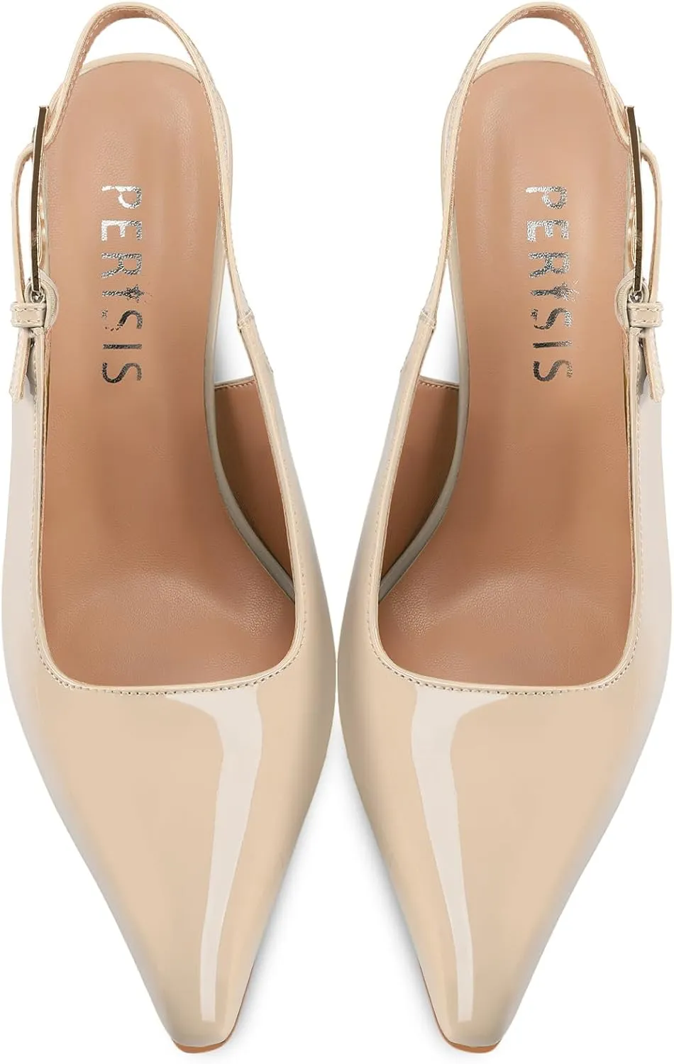 Women's Block high Heels Slingback, Pointed Closed Toe Ankle Strap Fashioned Patent Leather Pumps Shoes.
