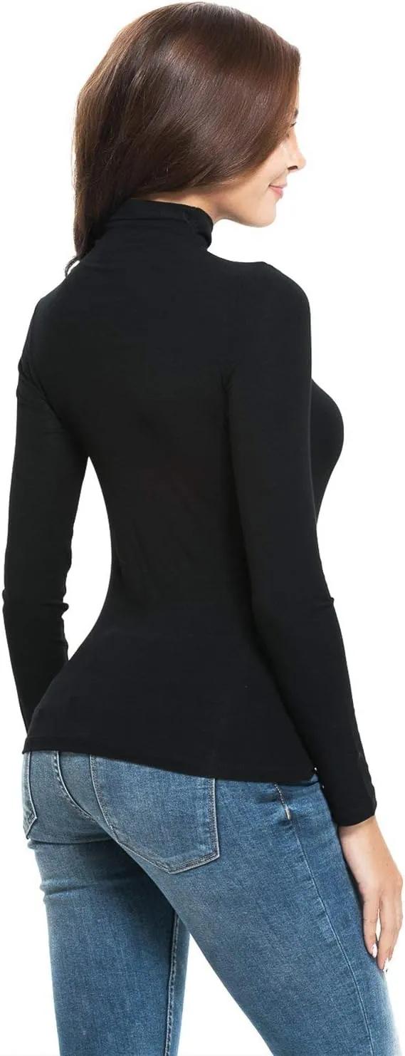 Womens Mock Turtleneck Long Sleeve Stretch Fitted Underscrubs Layer Tee Tops