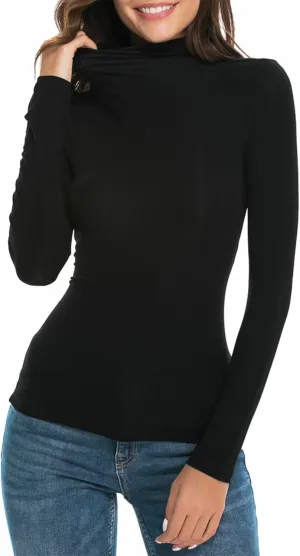 Womens Mock Turtleneck Long Sleeve Stretch Fitted Underscrubs Layer Tee Tops