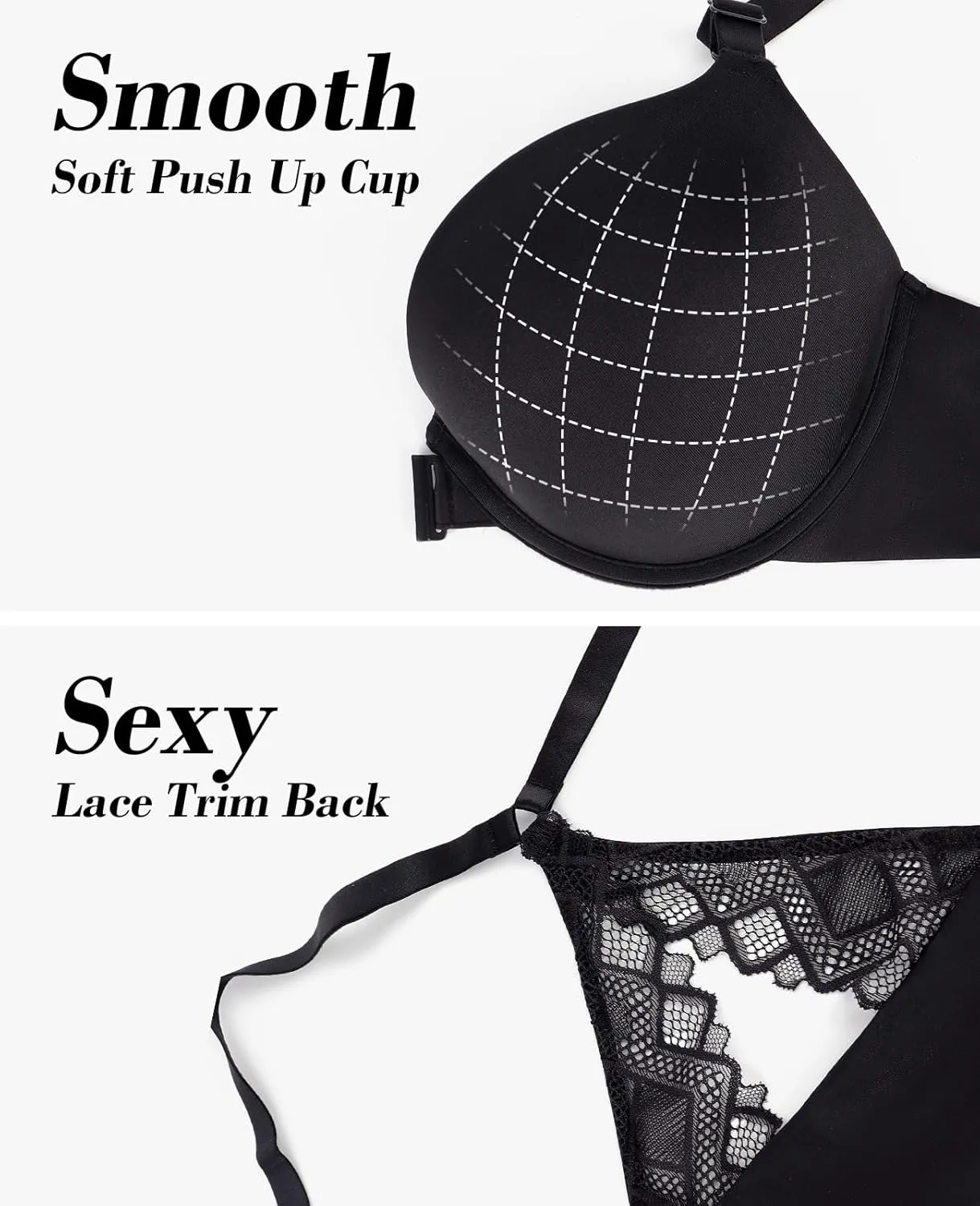 Women's Push Up Racerback Bra Front Closure Thick Padded Seamless Criss-Cross Back Underwire Bra Add Two Cup