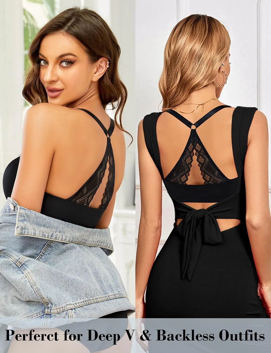 Women's Push Up Racerback Bra Front Closure Thick Padded Seamless Criss-Cross Back Underwire Bra Add Two Cup