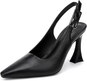 Women's Slingback 3In Kitten Heel Comfortable Closed Toe Pumps Dress Shoes for Women