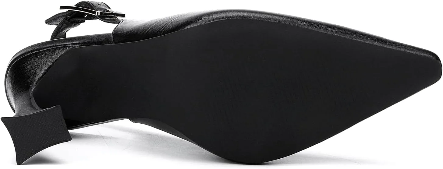 Women's Slingback 3In Kitten Heel Comfortable Closed Toe Pumps Dress Shoes for Women
