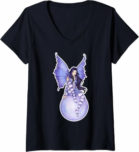 Womens Amy Brown Bubble Rider Fairy V-Neck T-Shirt