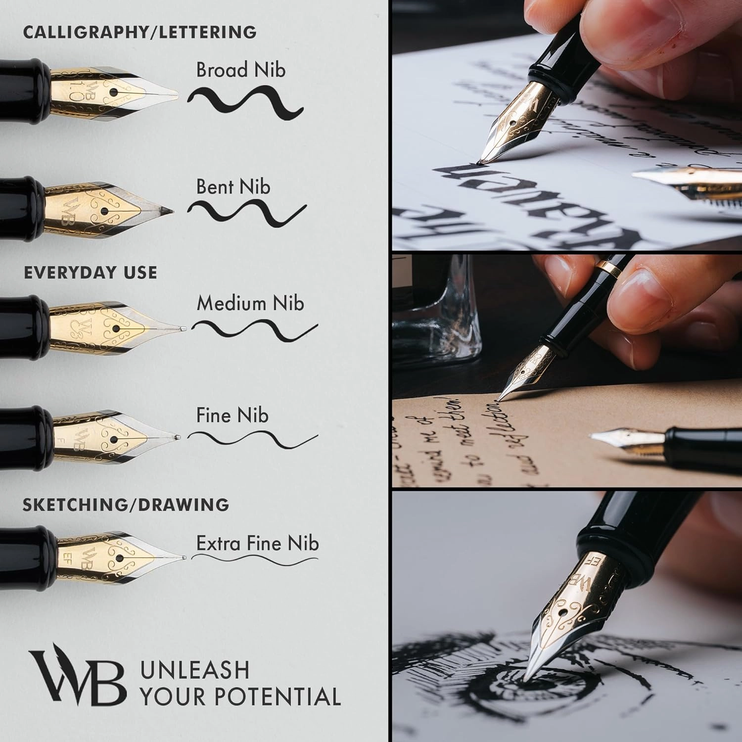 Wordsworth & Black Luxury Fountain Pen - Stunning Brushed Bronze Pen, 18K Gilded Nib (Medium), Ink Converter, Best Pen Gift Set for Men & Women, Professional, Executive, Office, Nice Pens