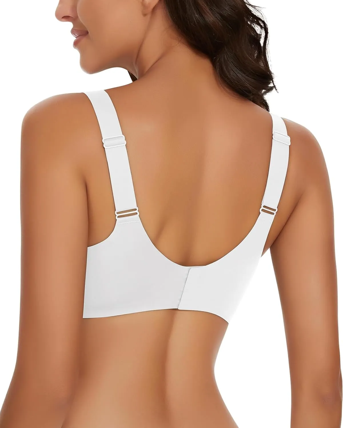 WOWENY Wireless Push Up Bras for Women Comfortable Seamless Bralettes Adjustable V Padded Everyday Bra with Support