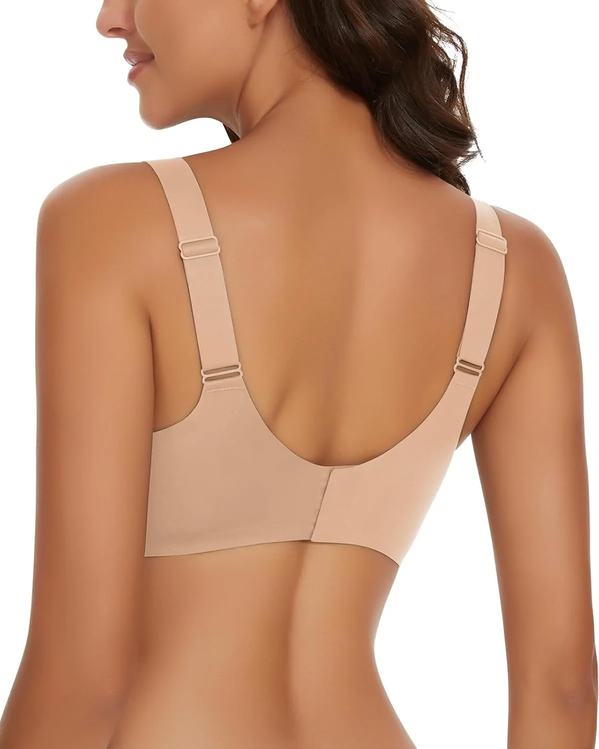 WOWENY Wireless Push Up Bras for Women Comfortable Seamless Bralettes Adjustable V Padded Everyday Bra with Support