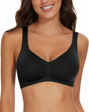 WOWENY Wireless Push Up Bras for Women Comfortable Seamless Bralettes Adjustable V Padded Everyday Bra with Support