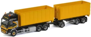 WSI for Volvo FH2 Globetrotter XL RIGED Truck Drawbar HOOKLIFT System   Container 40M3 N.J. Van STRAALEN 1:50 DIECAST Truck Pre-Built Model
