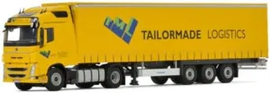 WSI for Volvo FH4 Globetrotter 4X2 CURTAINSIDE Trailer - 3 AXLE TAILORMADE Logistics 1/50 DIECAST Truck Pre-Built Model