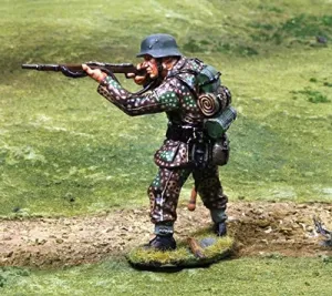 WWII Toy Soldiers D-Day Normandy German Waffen Infantry Firing Figure Collectors Showcase Toy Soldiers Painted Metal 54mm CS00804 Britains Thomas Gunn King and Country Type