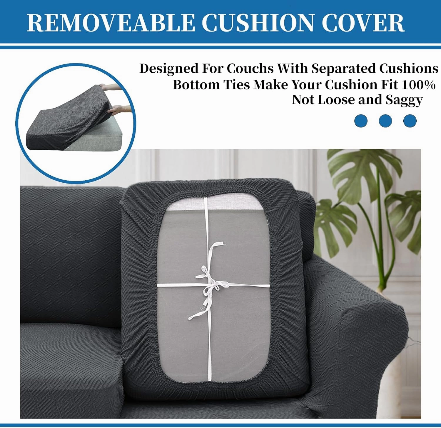 XINEAGE 2025 New 3 Pieces Couch Covers for 2 Cushion Sofa Super Stretch Loveseat Slipcover Pet Dog Universal Slip Cover Anti Slip Love Seat Furniture Protector (Dark Gray, 55"-69")