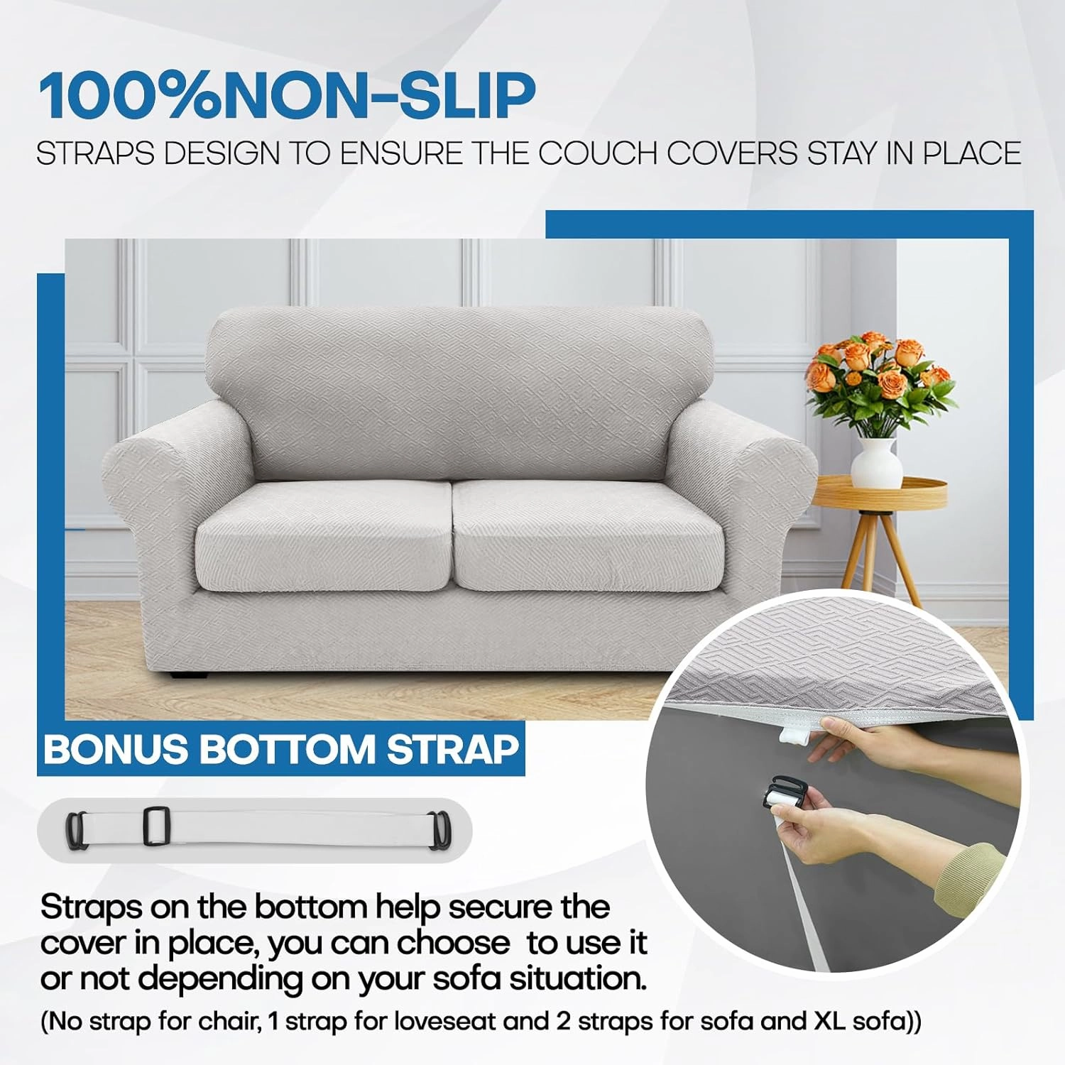XINEAGE 2025 New 4 Pieces Couch Covers for 3 Cushion Couch Super Stretch Thick Soft Sofa Cover Anti Slip Sofa Slipcover Dogs Cats Furniture Protector (Silver Grey, 71"-91")
