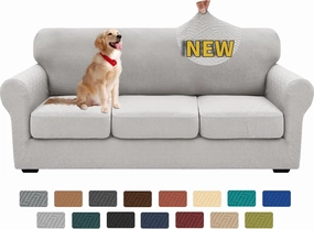 XINEAGE 2025 New 4 Pieces Couch Covers for 3 Cushion Couch Super Stretch Thick Soft Sofa Cover Anti Slip Sofa Slipcover Dogs Cats Furniture Protector (Silver Grey, 71"-91")
