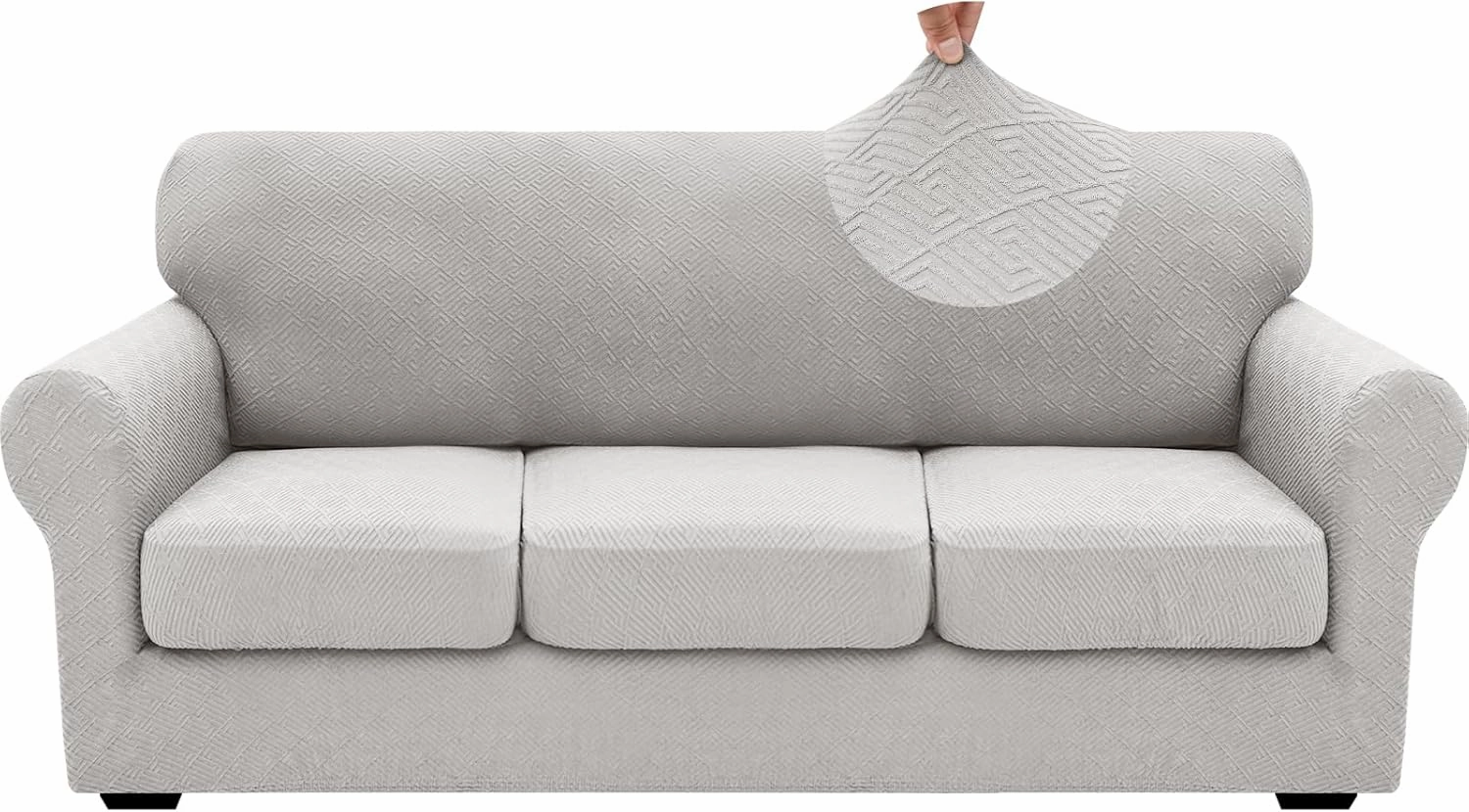 XINEAGE 2025 New 4 Pieces Couch Covers for 3 Cushion Couch Super Stretch Thick Soft Sofa Cover Anti Slip Sofa Slipcover Dogs Cats Furniture Protector (Silver Grey, 71"-91")