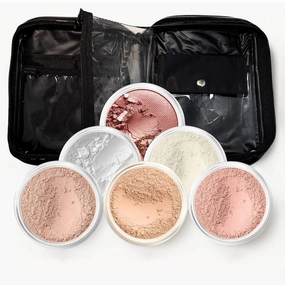 XXL KIT with CASE (LT TAN) Mineral Makeup Set Bare Face Matte Powder Foundation