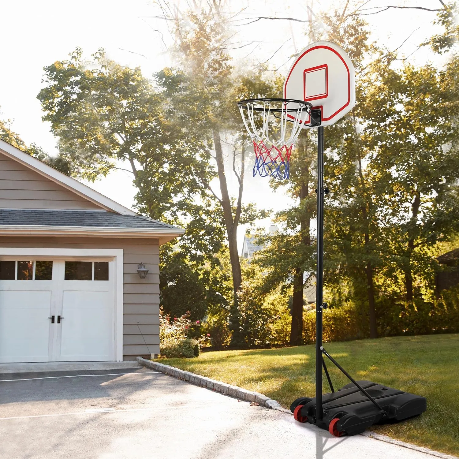 Yaheetech Portable Basketball Hoop for Kids/Youth Outdoor/Indoor Basketball Goals Stand 6.4-8.2ft Height Adjustable