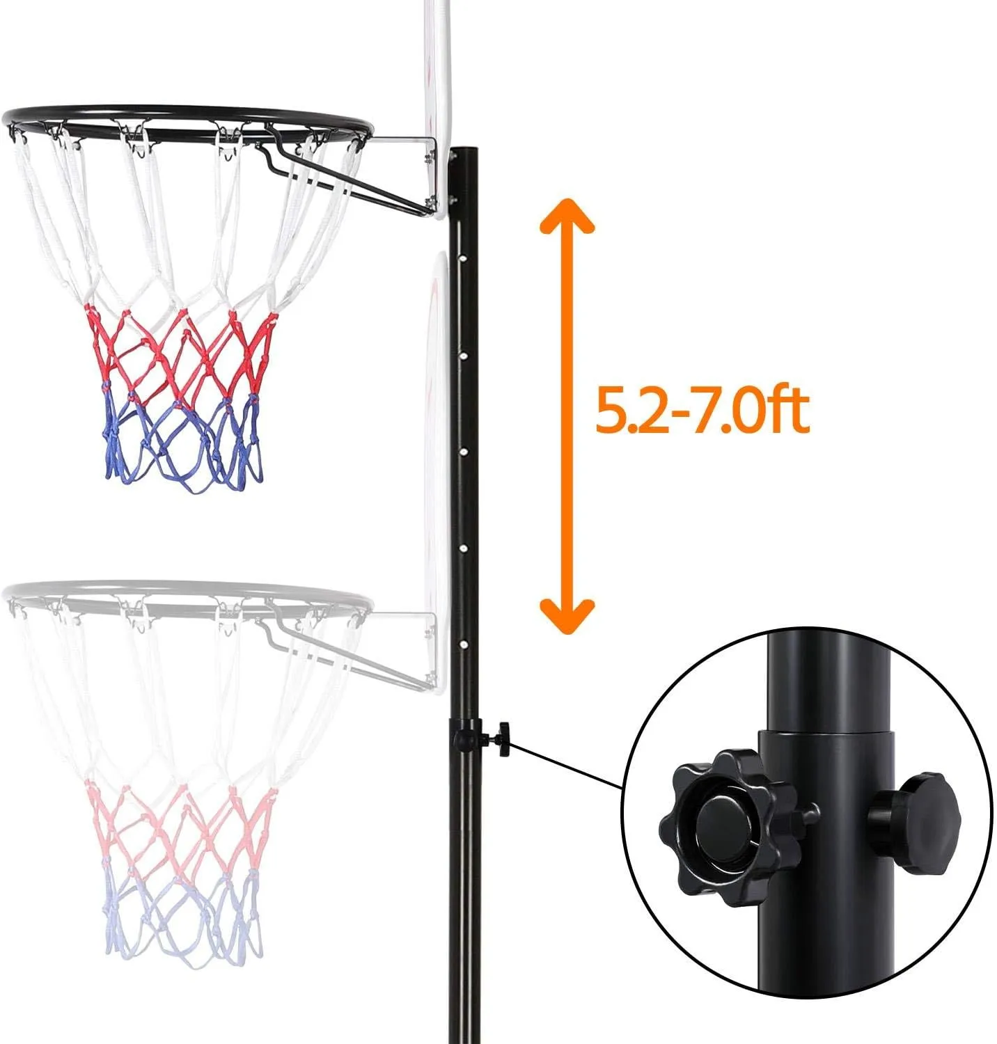 Yaheetech Portable Basketball Hoop for Kids/Youth Outdoor/Indoor Basketball Goals Stand 6.4-8.2ft Height Adjustable