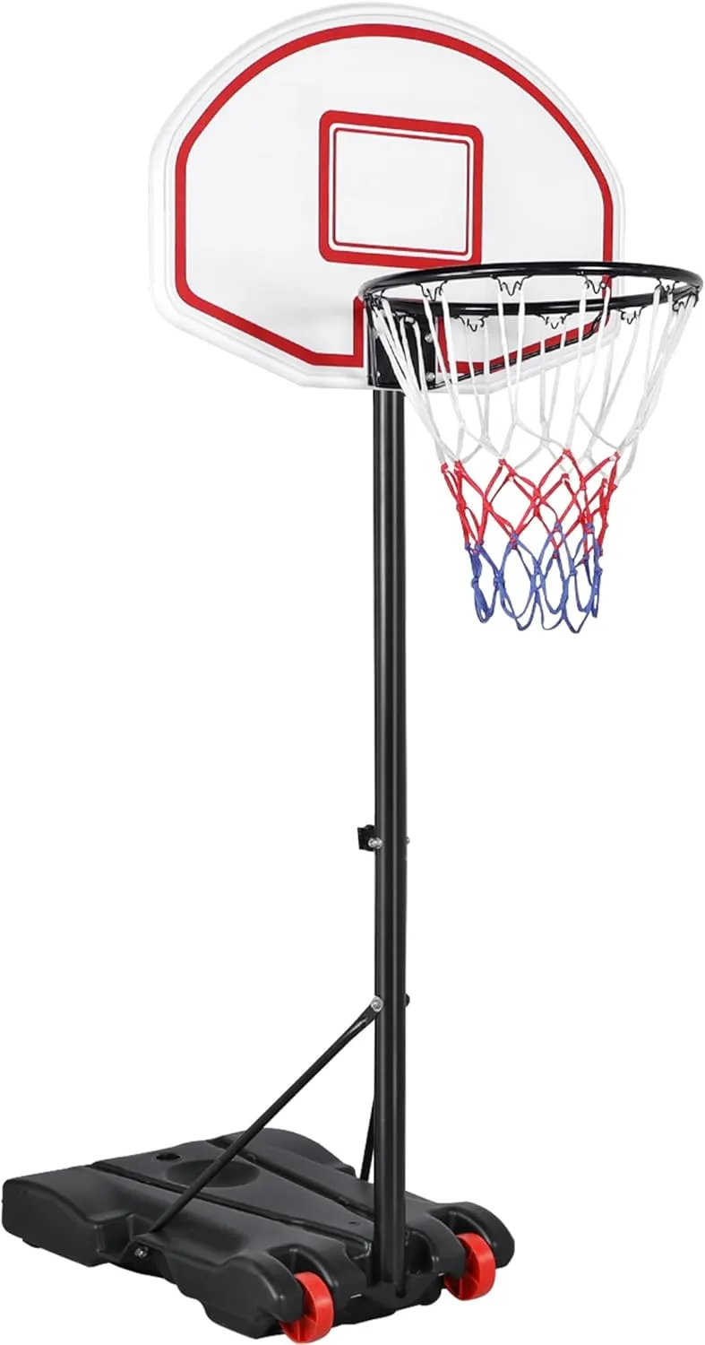Yaheetech Portable Basketball Hoop for Kids/Youth Outdoor/Indoor Basketball Goals Stand 6.4-8.2ft Height Adjustable