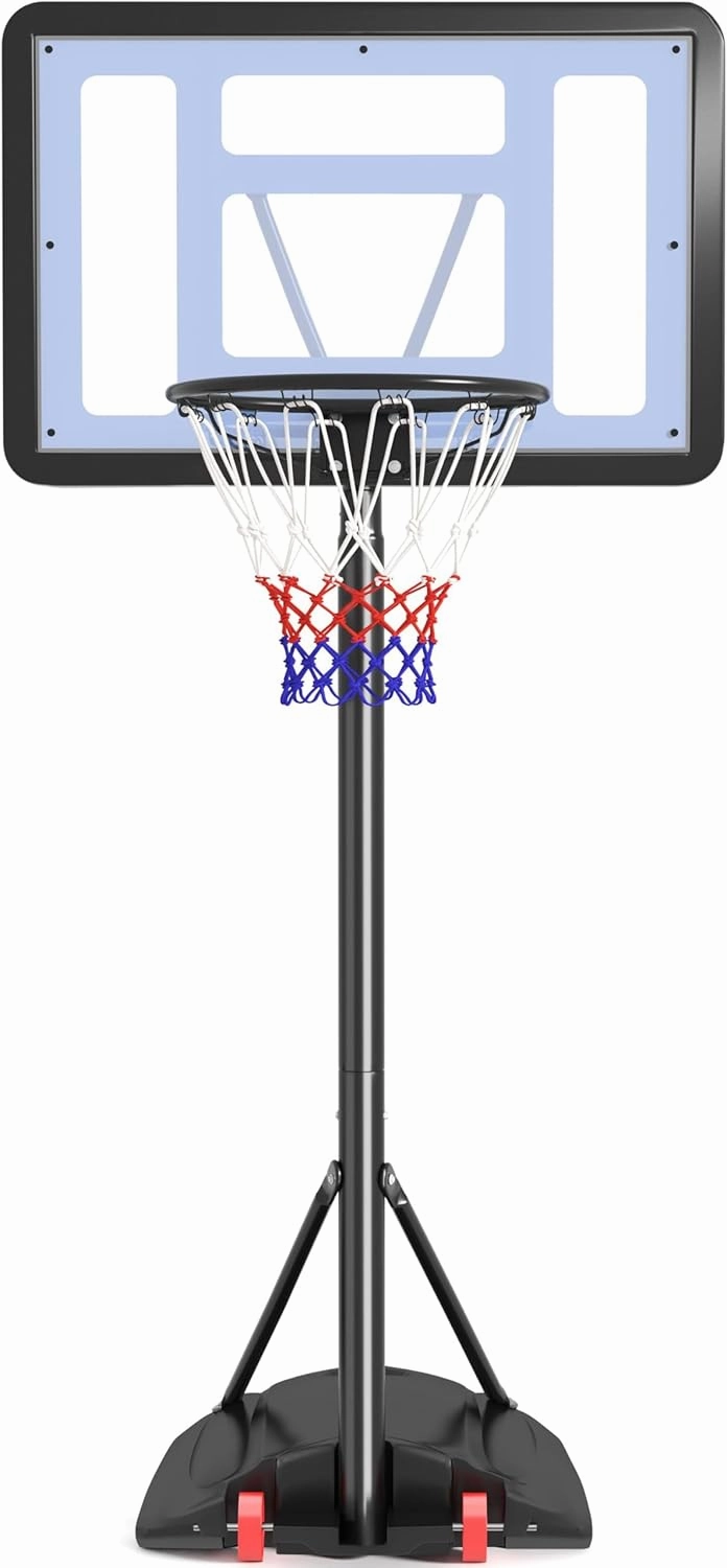 Yaheetech Kids Basketball Hoop Outdoor Portable Basketball Goal Court for Youth & Adults 7.2-9.2ft Height Adjustable, 32inch Backboard