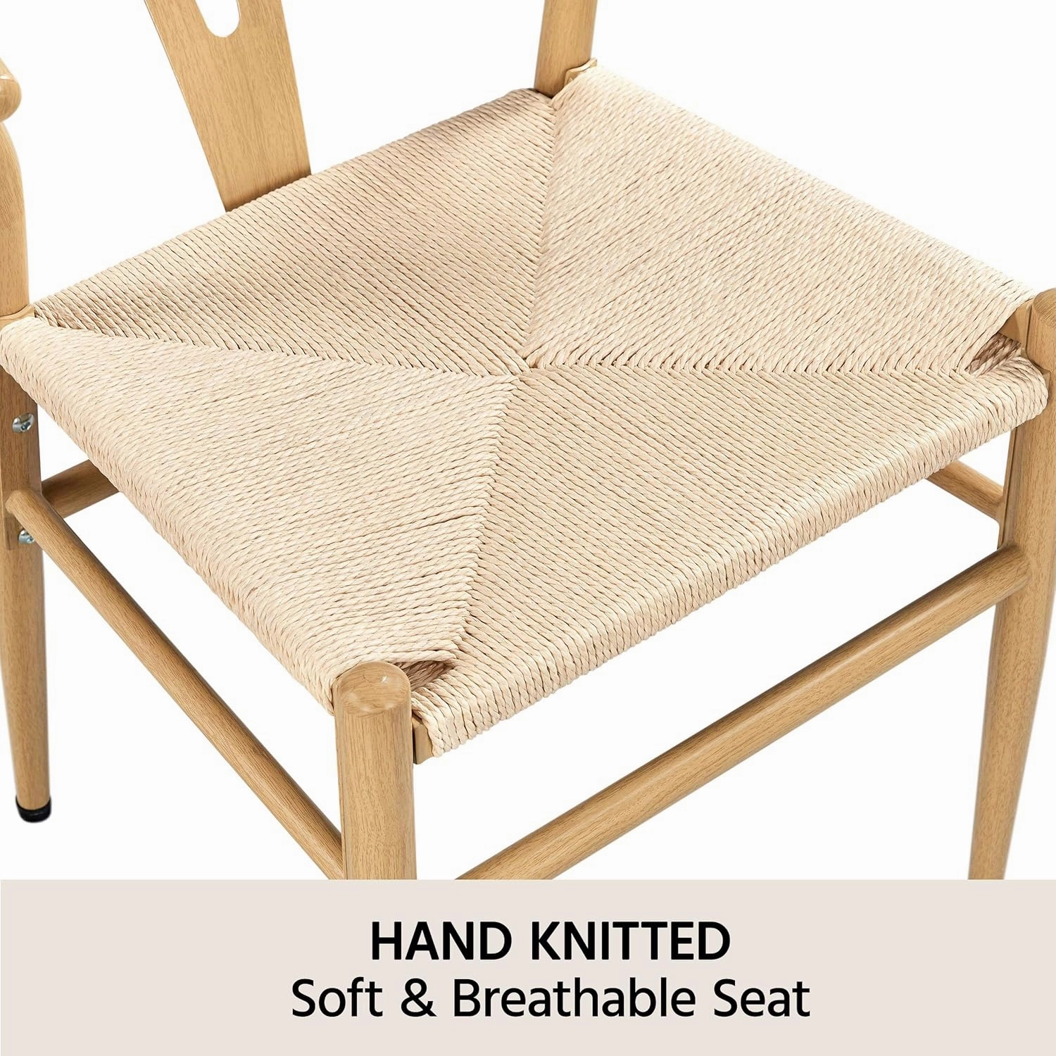 Yaheetech Metal Weave Arm Chair Y-Shaped Backrest Mid-Century Dining Chair Hemp Seat Set of 2, Metal Frame