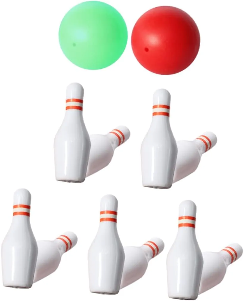 Yardwe 4 Sets Mini Bowling Balls Poles Set Dollhouse Accessory for Boys and Girls Indoor Play and Imaginative Games
