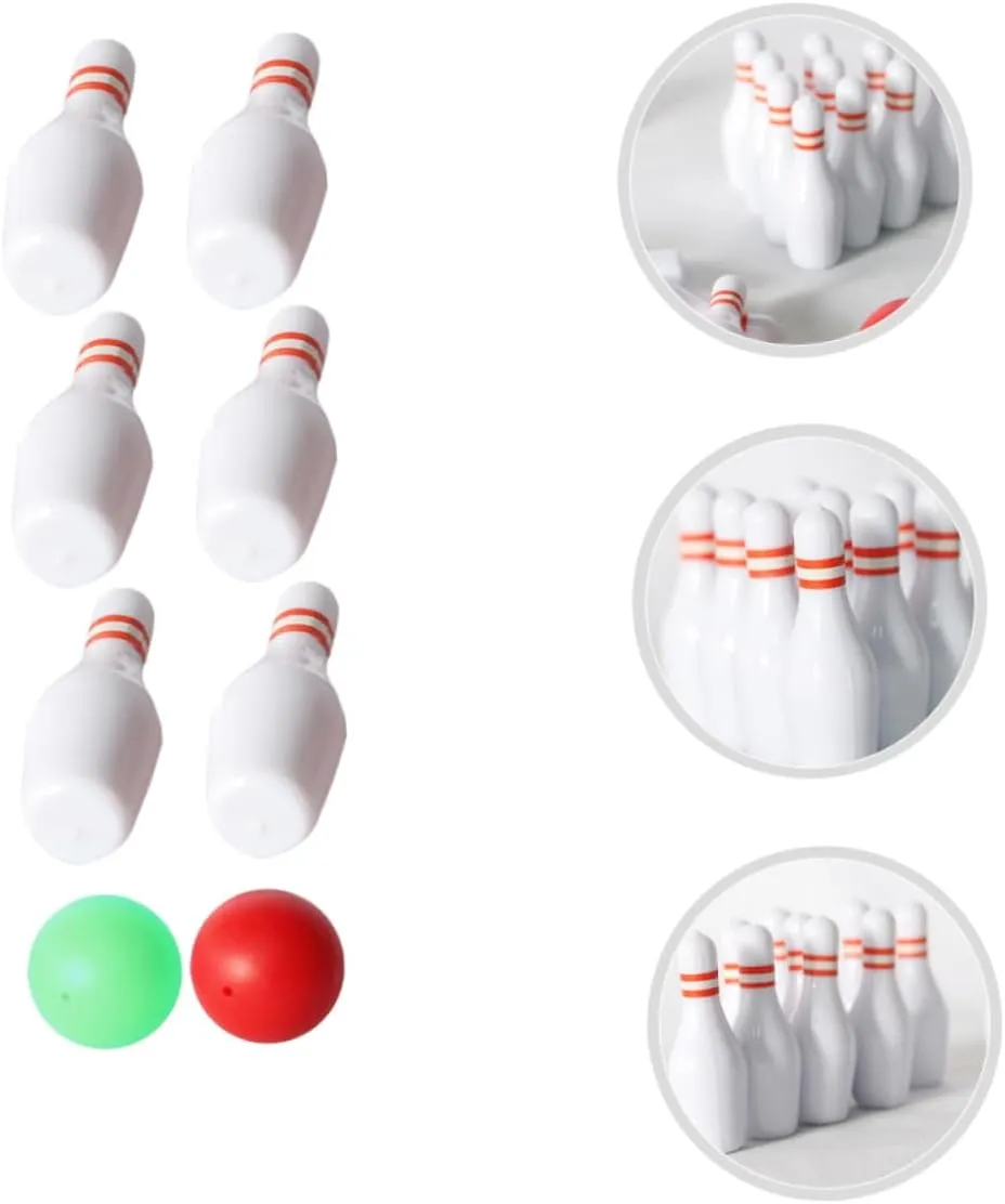 Yardwe 4 Sets Mini Bowling Balls Poles Set Dollhouse Accessory for Boys and Girls Indoor Play and Imaginative Games