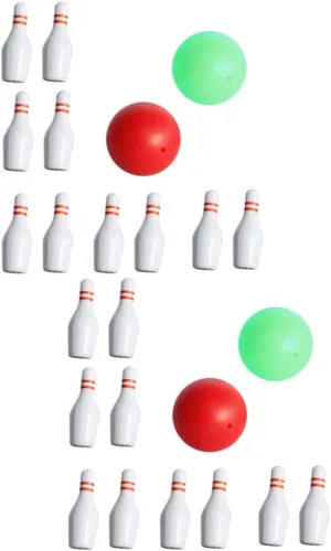 Yardwe 4 Sets Mini Bowling Balls Poles Set Dollhouse Accessory for Boys and Girls Indoor Play and Imaginative Games