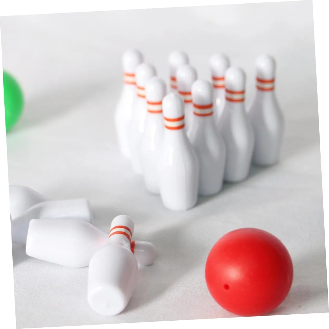 Yardwe 4 Sets Mini Bowling Balls Poles Set Dollhouse Accessory for Boys and Girls Indoor Play and Imaginative Games