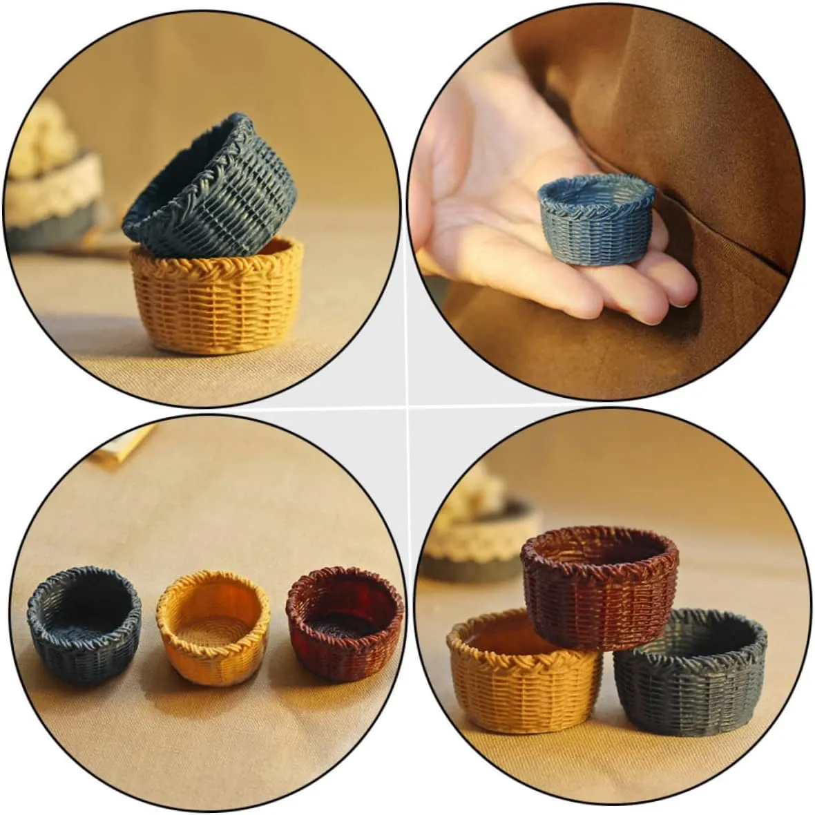 YARNOW 2sets 6pcs Mini Basket Model Creative Dollhouse Accessories for Mini House Adornments Storage Baskets for Micro Landscape Decor 6pcs*2