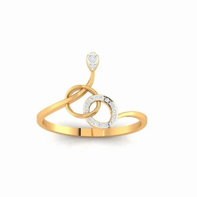 Yellow Gold Adjustable Silver Asymmetric Loops Abstract Shape Ring For Woman