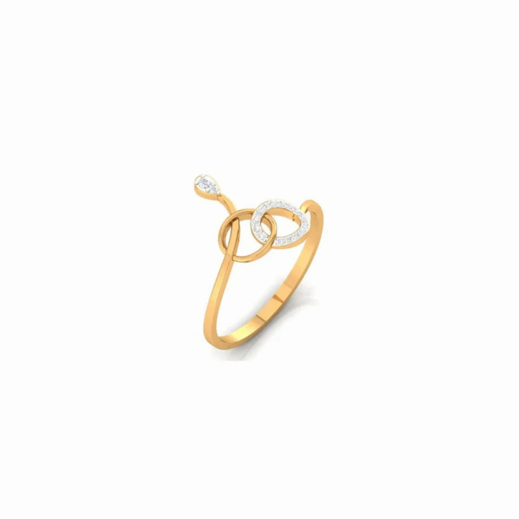 Yellow Gold Adjustable Silver Asymmetric Loops Abstract Shape Ring For Woman