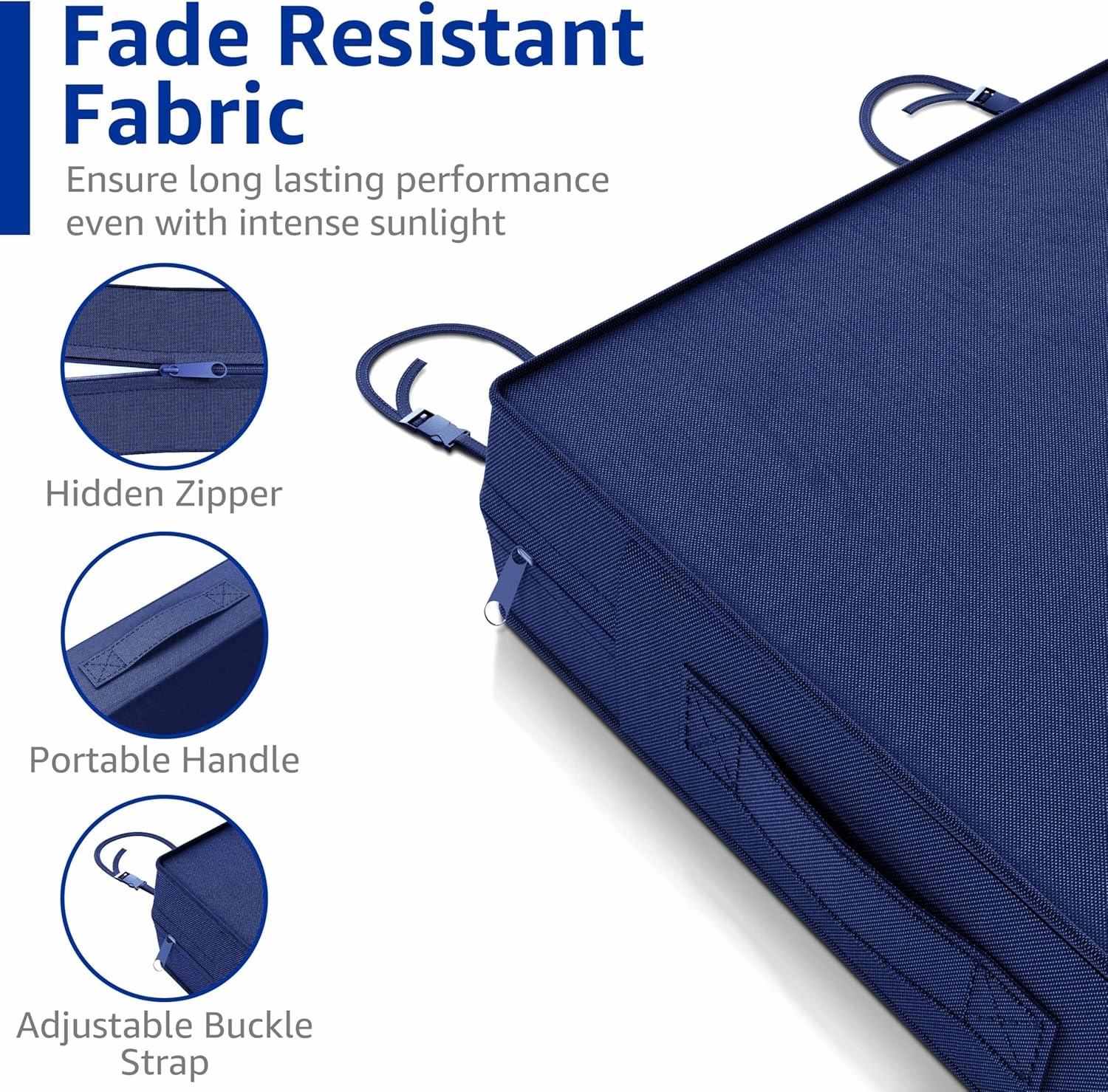 YENING 19x19 Memory Foam Outdoor Chair Cushions Waterproof 4 Inch Extra Thick Patio Seat Pads for Furniture Navy Blue Set of 2