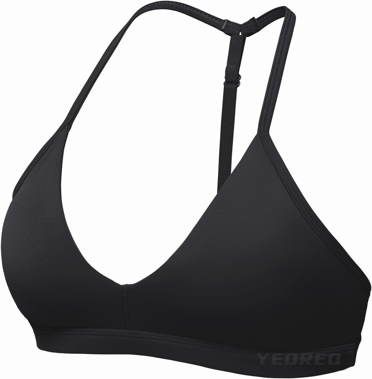 YEOREO Sports Bras for Women Strappy Padded Halter Ericie Open Back Light Impact Deep V Neck Yoga Workout Gym Tops