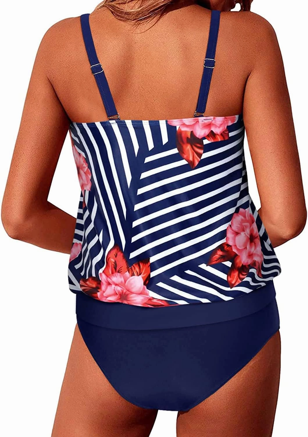 Yonique Two Piece Blouson Tankini Swimsuits for Women Modest Bathing Suits Loose Fit Swimwear