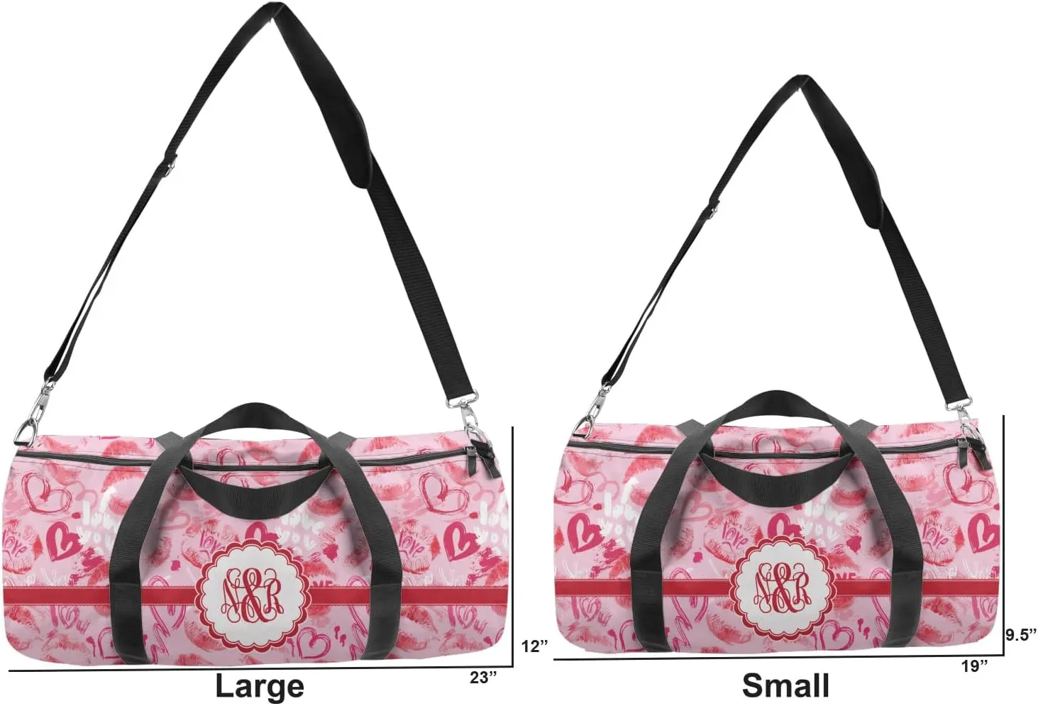 YouCustomizeIt Personalized Lips n Hearts Duffel Bag