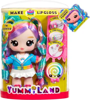 Yummiland Large Doll   Lip Gloss Pet - Skyler Rainbow Belt, with DIY Lip Gloss Kit, Ages 4 