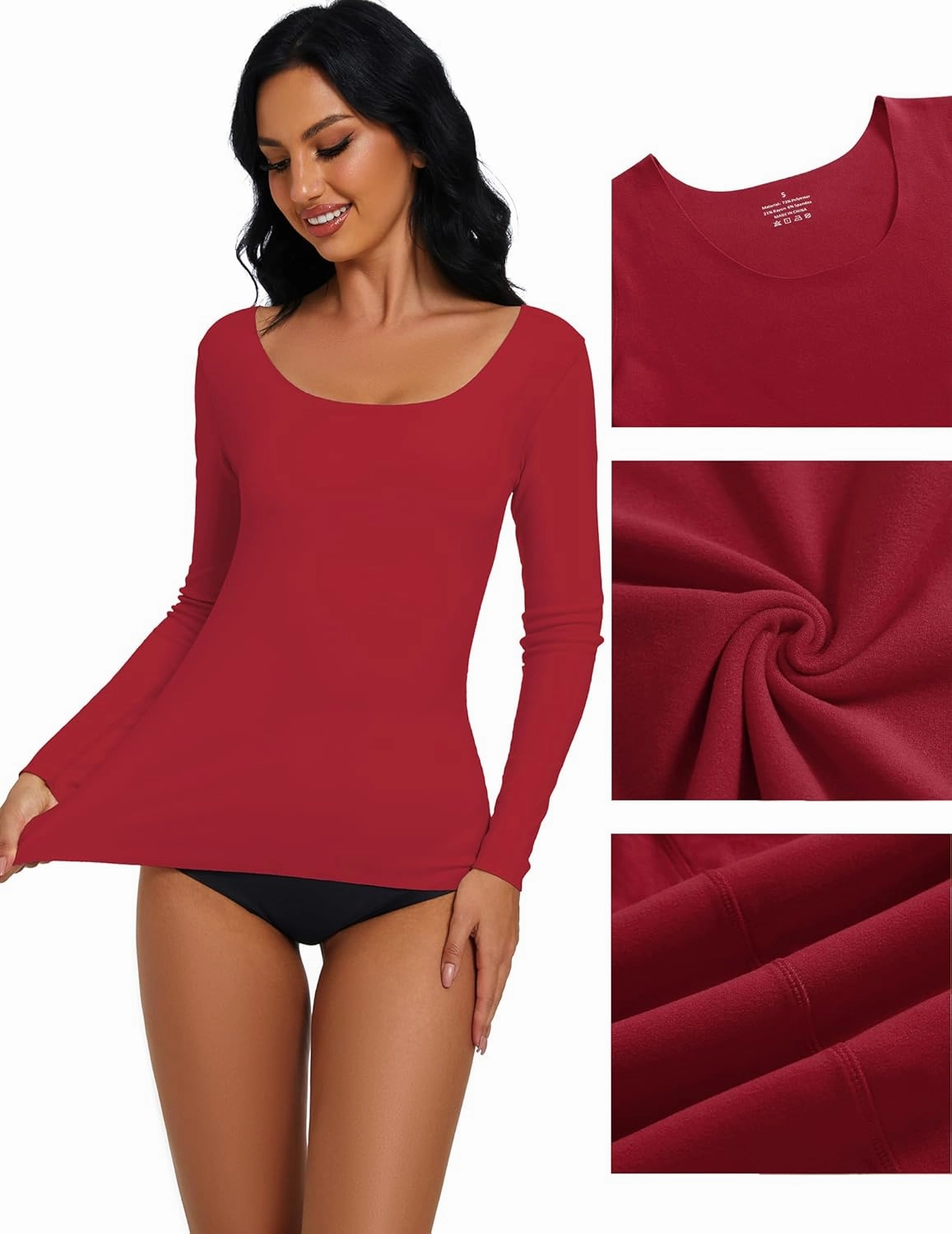 YYA 3 Piece Basic Long Sleeve Shirts for Women Thermal Warm Tops Crew Neck Stretch Fitted Undershirts Layer Tee S-XL