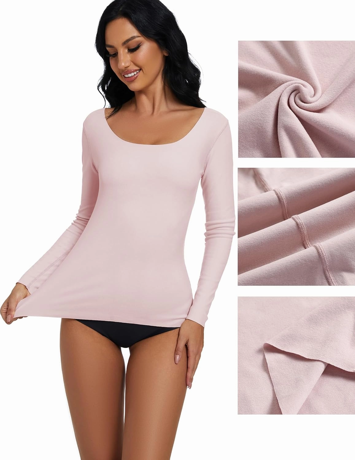 YYA 3 Piece Basic Long Sleeve Shirts for Women Thermal Warm Tops Crew Neck Stretch Fitted Undershirts Layer Tee S-XL
