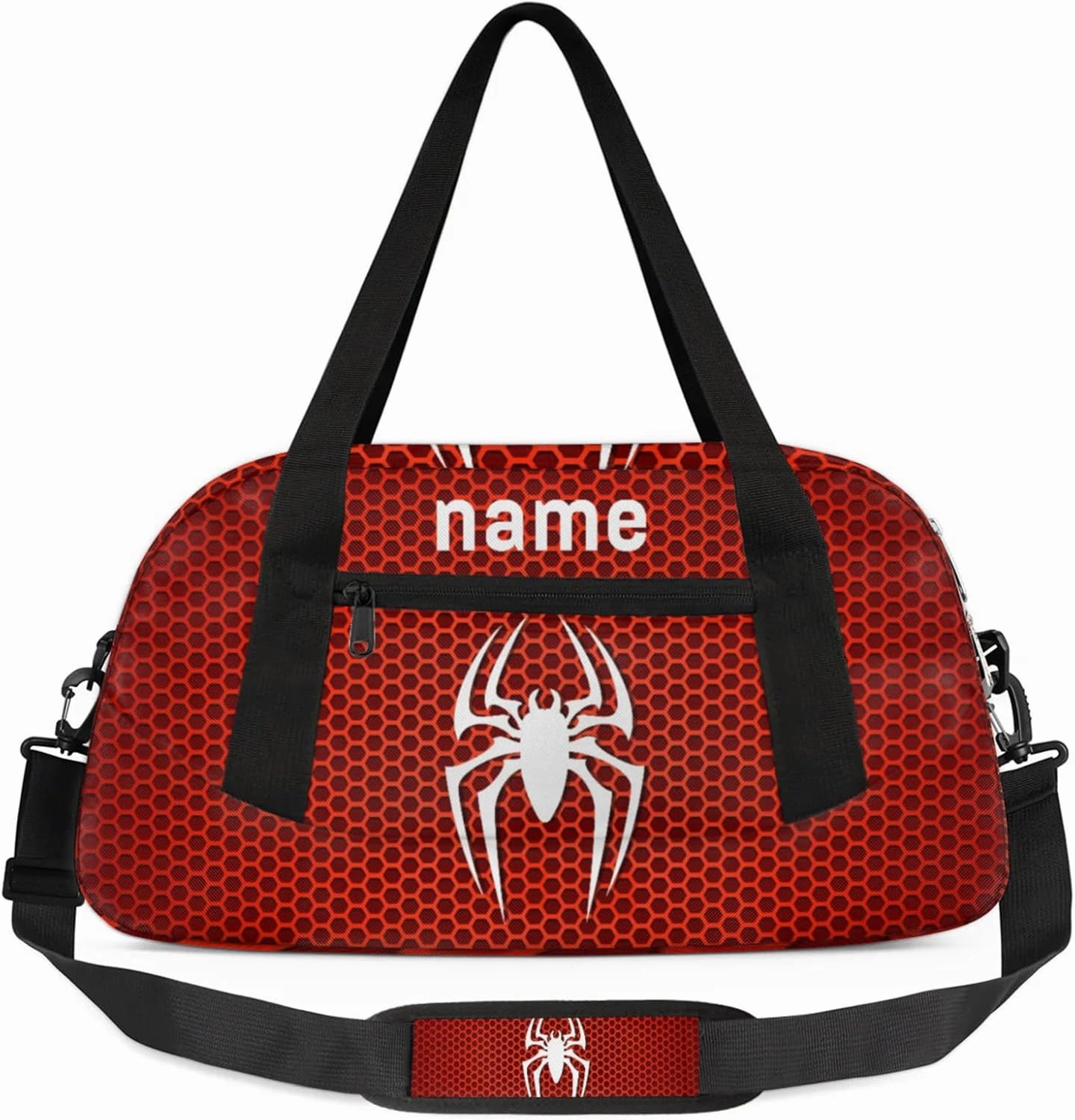 Yzrwebo Spiders Pattern Custom Name Gym Duffle Bag Personalized Small Sport Duffle Gymnastics Bags Customized Weekend Overnighter Sleepover Travel Bags