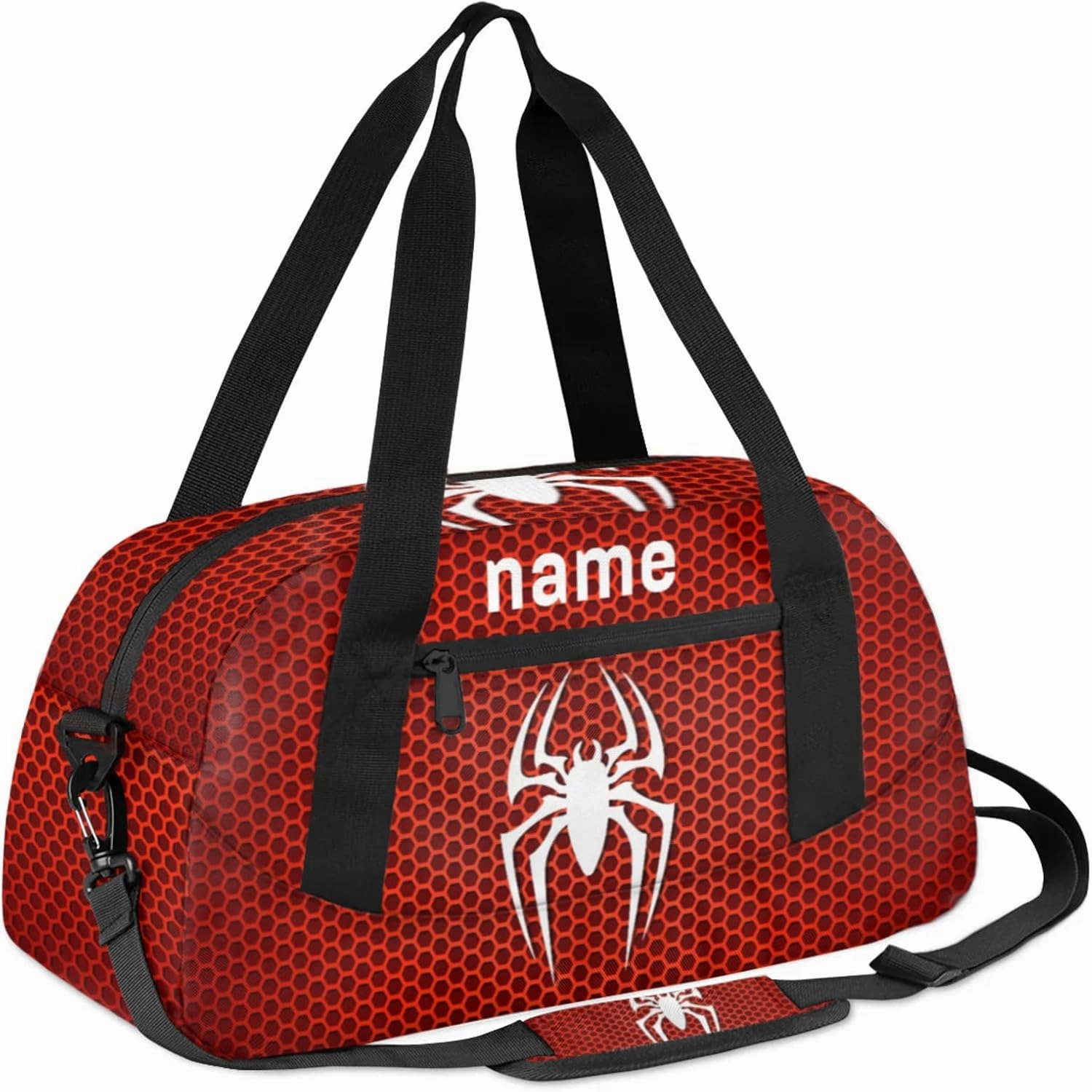 Yzrwebo Spiders Pattern Custom Name Gym Duffle Bag Personalized Small Sport Duffle Gymnastics Bags Customized Weekend Overnighter Sleepover Travel Bags