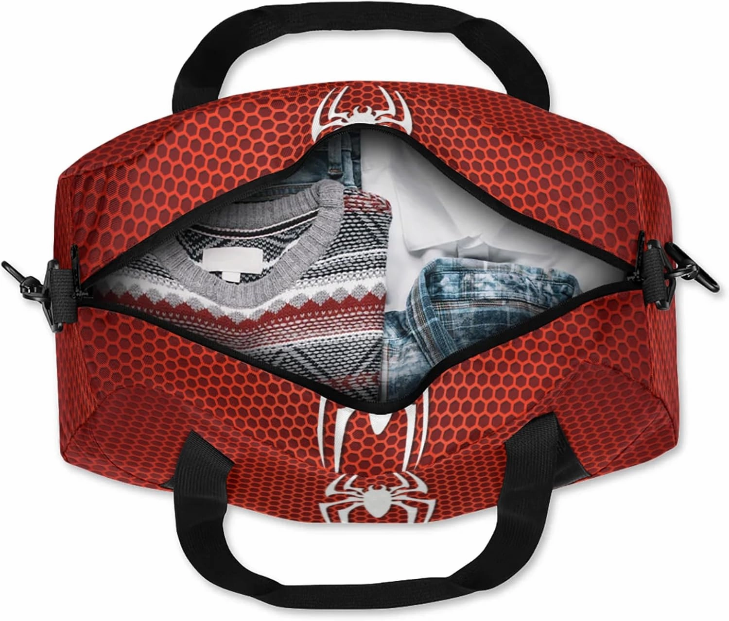 Yzrwebo Spiders Pattern Custom Name Gym Duffle Bag Personalized Small Sport Duffle Gymnastics Bags Customized Weekend Overnighter Sleepover Travel Bags