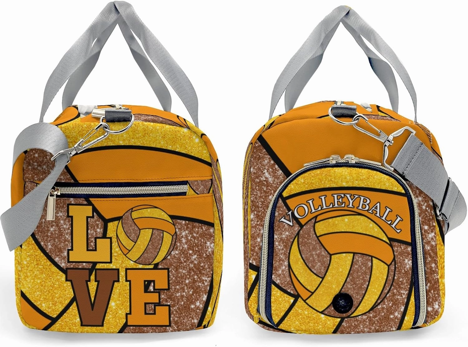zaaprintblanket Duffel Bags Blue Green Gold Volleyball Waterproof Sport Gym Travel Perform Bag Custom Training Bag with Name