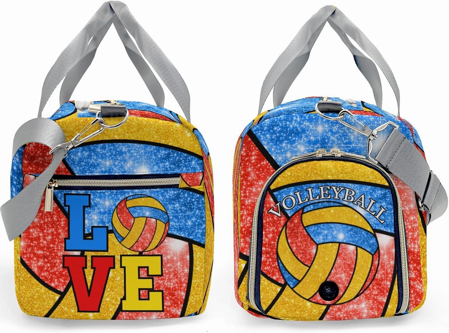 zaaprintblanket Duffel Bags Blue Green Gold Volleyball Waterproof Sport Gym Travel Perform Bag Custom Training Bag with Name