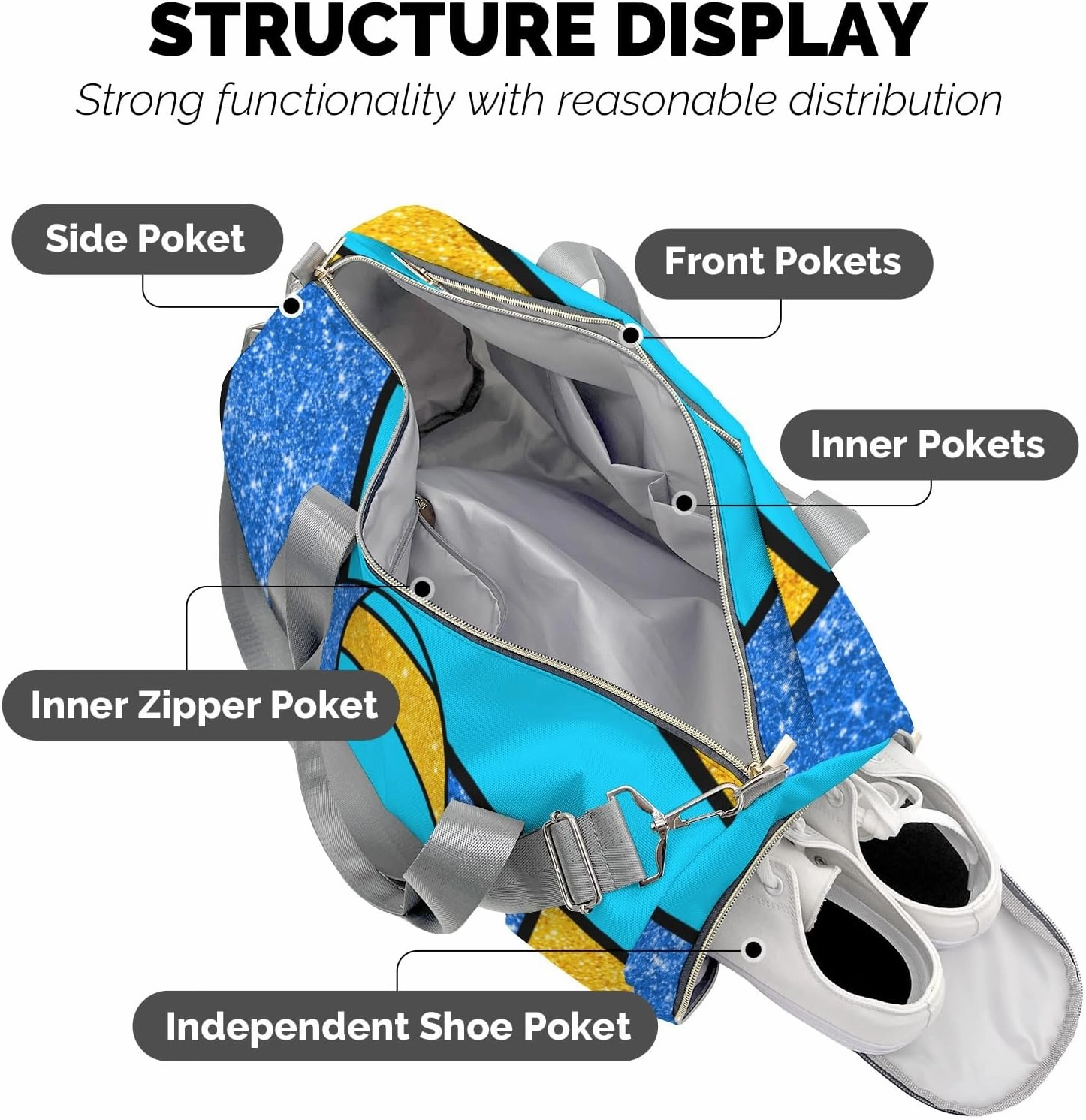 zaaprintblanket Duffel Bags Blue Green Gold Volleyball Waterproof Sport Gym Travel Perform Bag Custom Training Bag with Name